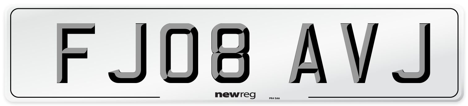 FJ08 AVJ Number Plate from New Reg